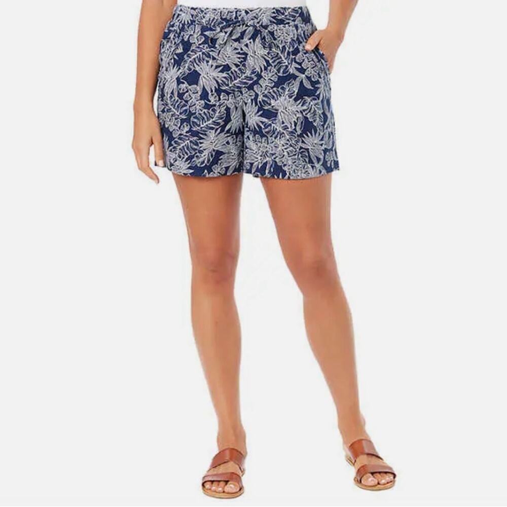 Briggs New York Linen Blend Tropical Floral Print Casual Shorts Size S